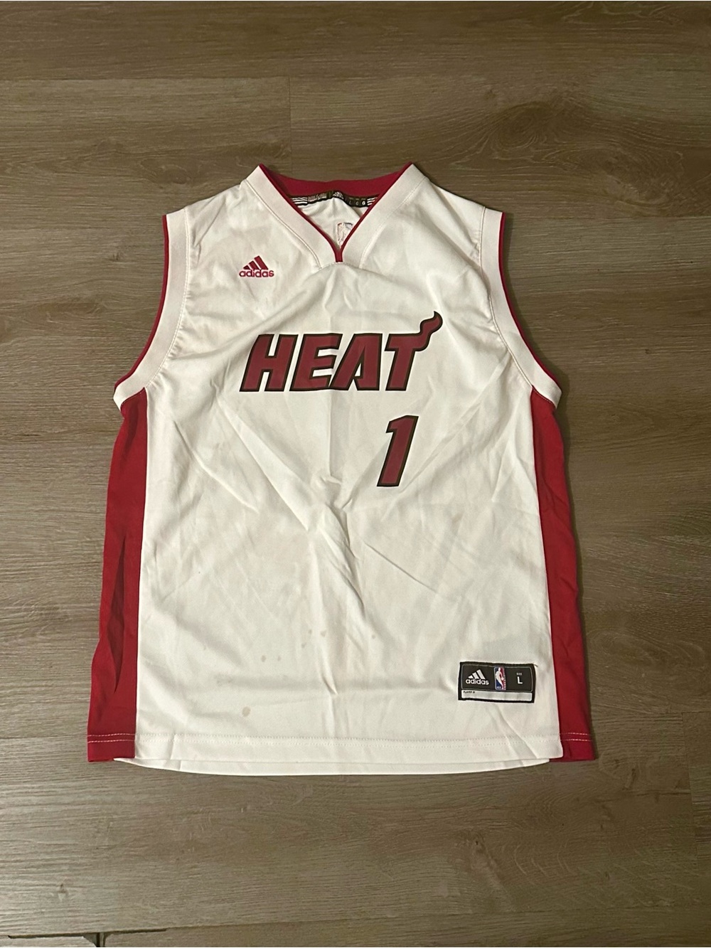Miami Heat Chris Bosh Home White Jersey Adidas Size Youth L